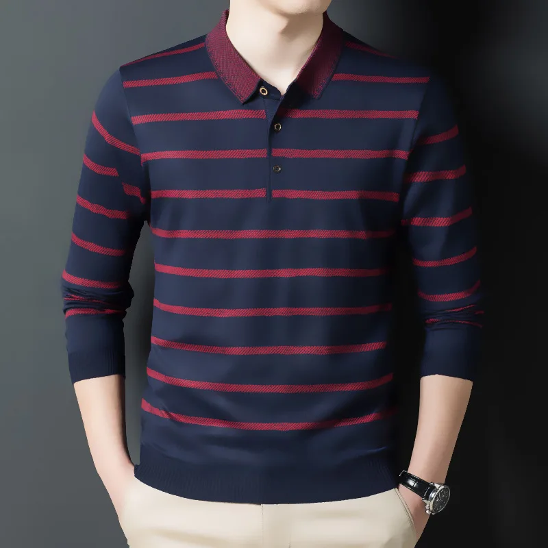 

Мужская рубашка-поло с длинным рукавом и отложным воротником, размеры до 3XL