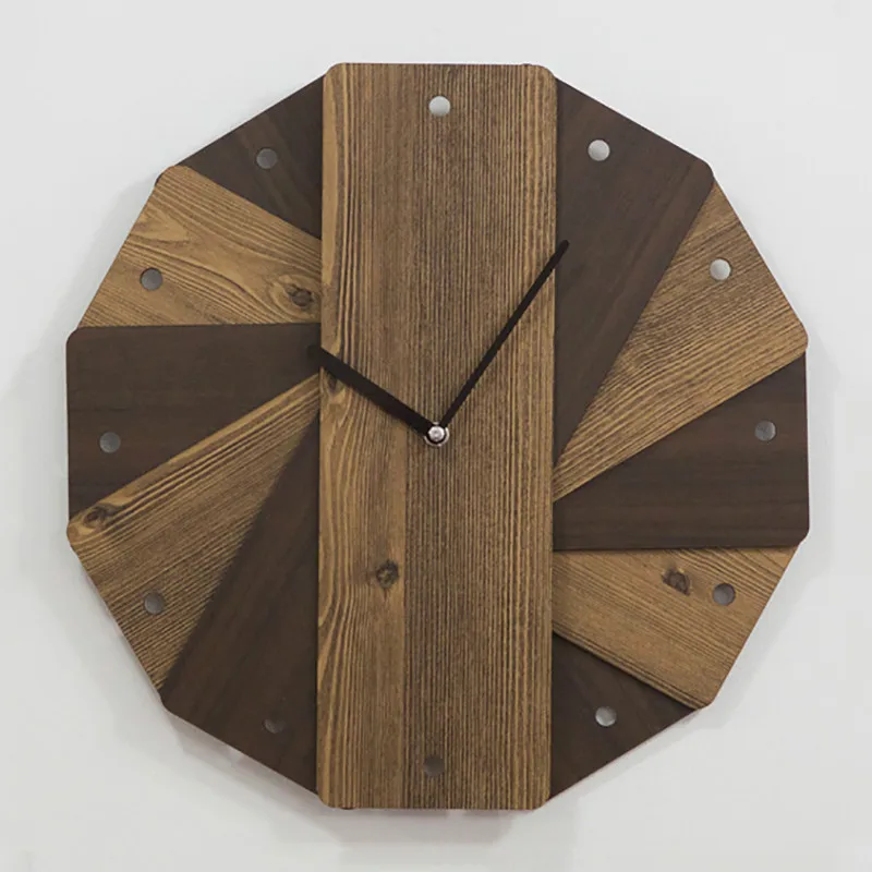 

MaSolid Wood Clock Wall Clock Living Room Home Simple Bedroom Silent Clock Wall Decoration Creative Art Decoration