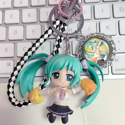 Q Version Hatsune Miku брелок с рисунком в виде аниме Key Buckle куклы из кожаного шнура Мику