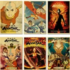 Винтажный постер с героями мультфильмов, Аватар, постер с аниме The Last Airbender, ретро постер с рисунком, настенное искусство для гостинойбара, Декор