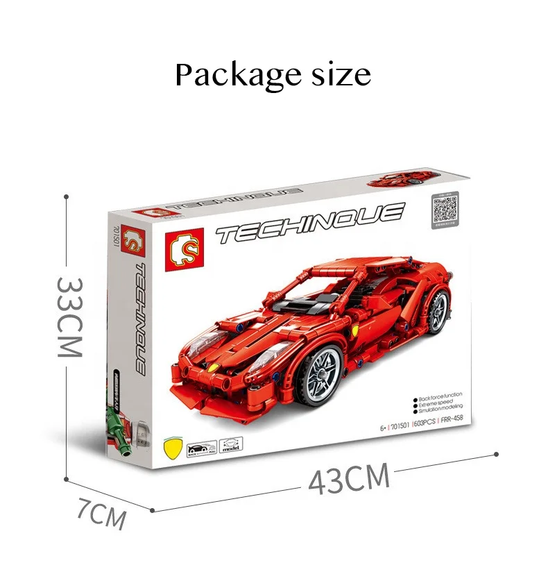 

Fe rrari 458 Model block 1:10 Compatible with Technic Legoing Super Racing Car Building Blocks toys for children