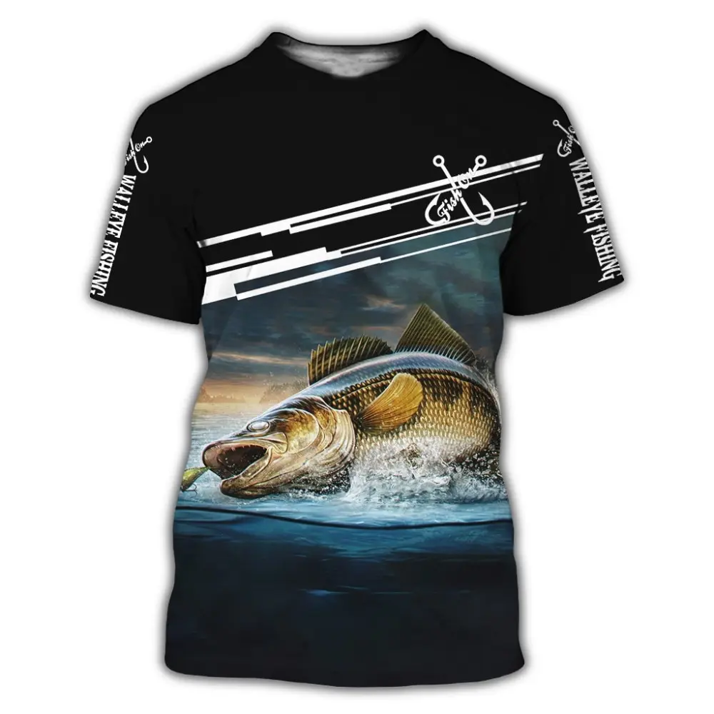 

Summer new trendy underwater world fish print pattern loose casual beach boutique top men's T-shirt