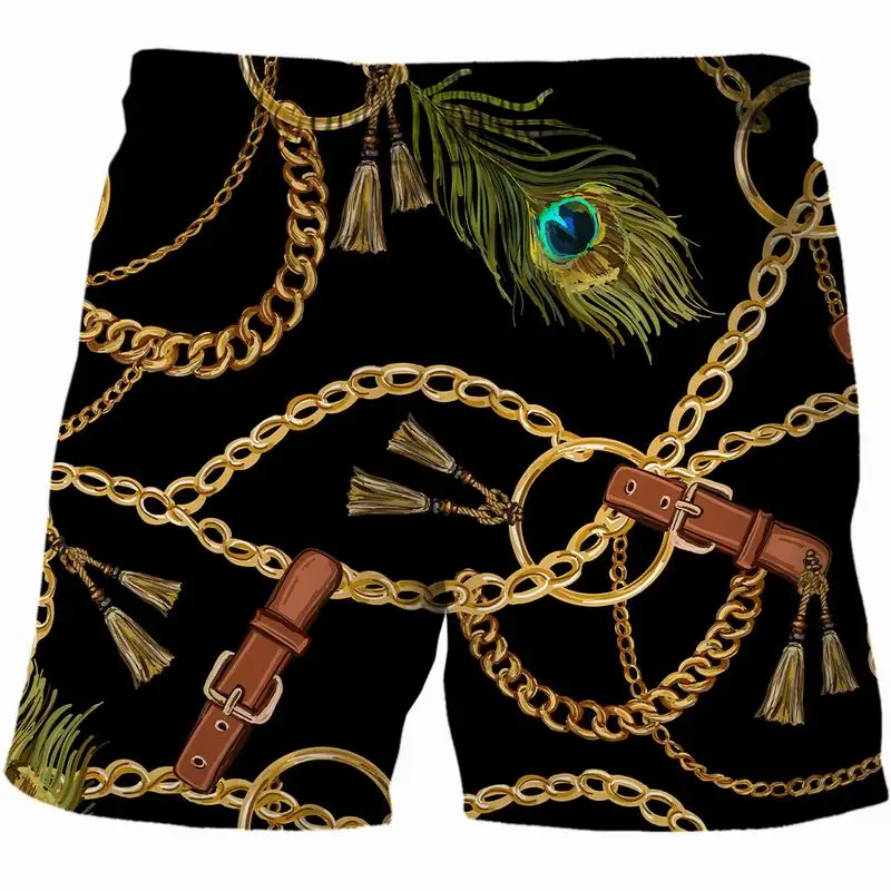 

2021 New 3d print Shorts men's swimming shorts quick dry beach shorts men outdoor running jogging pants Iron chain shorts pants