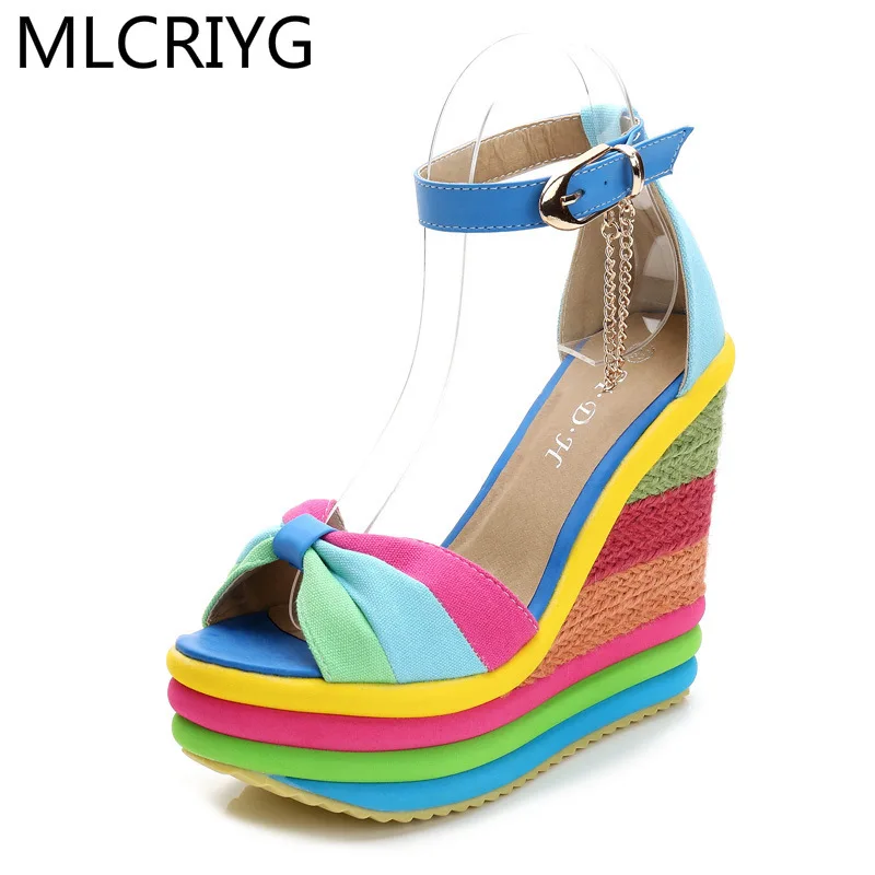 

2021 Fashion Wedges Sandals Women Summer Open Toe Fish Mouth Sandals Outdoor Comfortable Platform Vintage Buckle Shoes for Woman