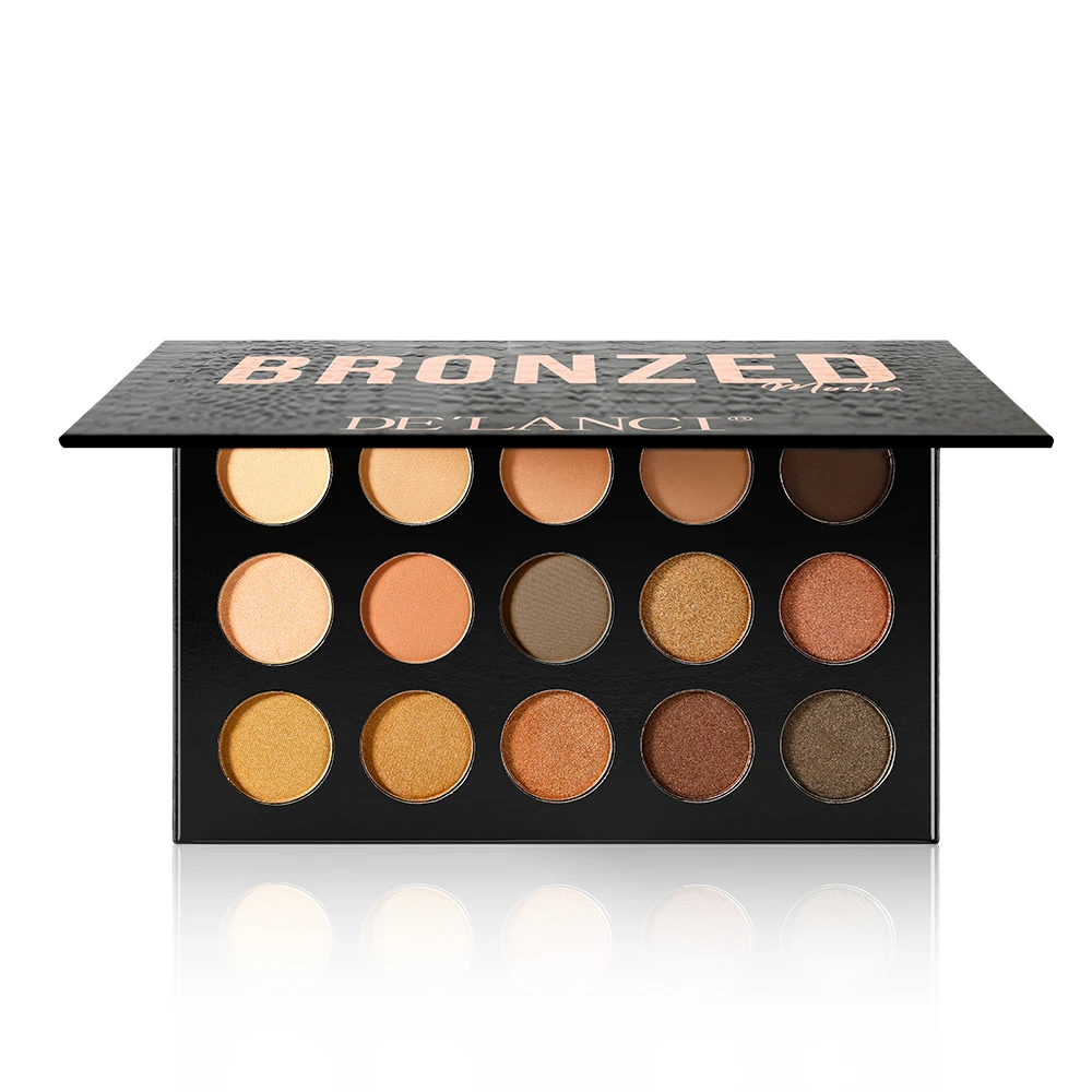 Палетка теней для век DE'LANCI 15 цветов матовые мерцающие профессиональные