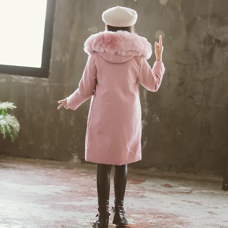 Детское шерстяное пальто с меховым воротником на Возраст 4 14 лет|Шерсть и