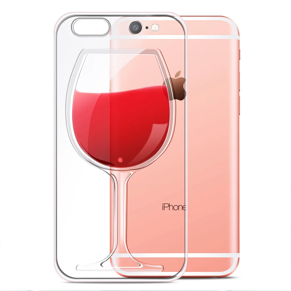 Ультратонкая прозрачная бутылка для винного шкафа iPhone 78 Plus 3D жидкая Коктейльная