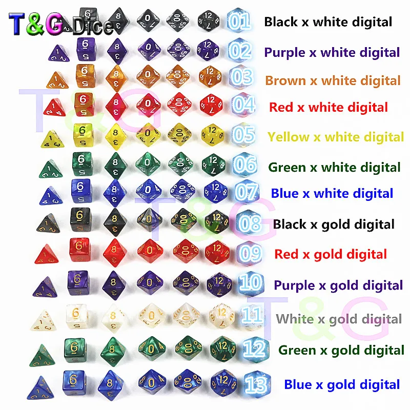 Новое поступление 7 шт./компл. многогранные ТРП-игры из смолы для DnD Marble Effect D4-D20