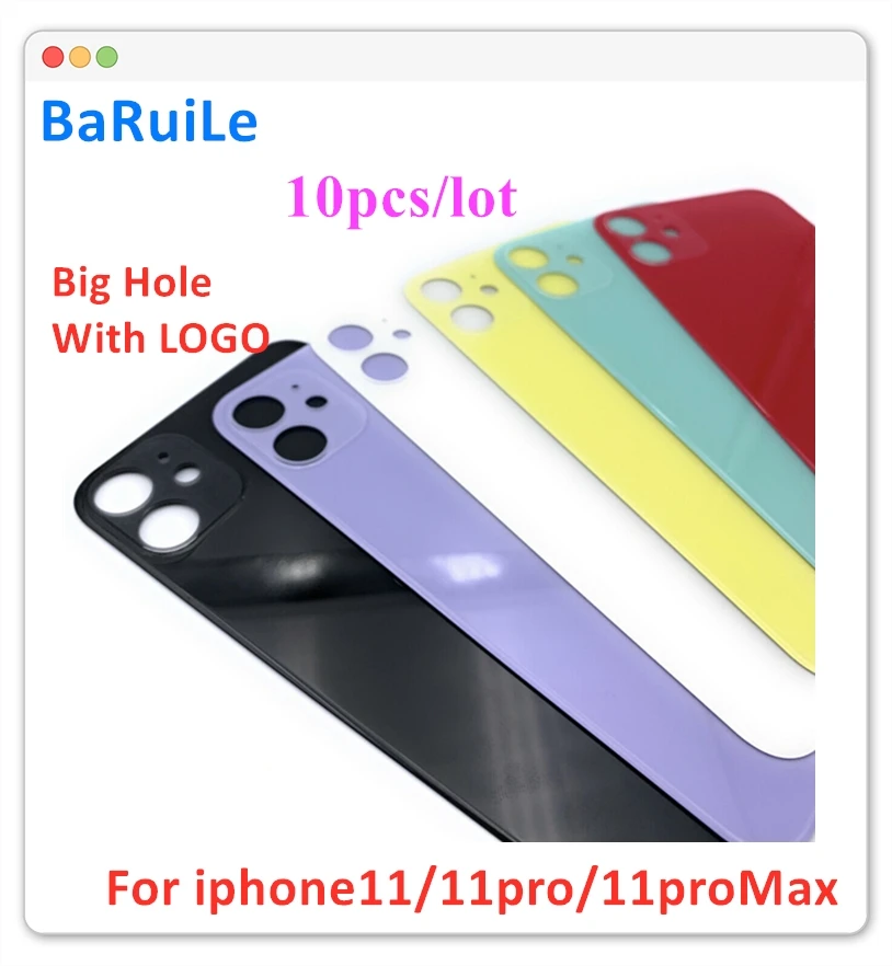 Стеклянная Крышка батарейного отсека BaRuiLe с большим отверстием для iPhone 11 11Pro Max 12