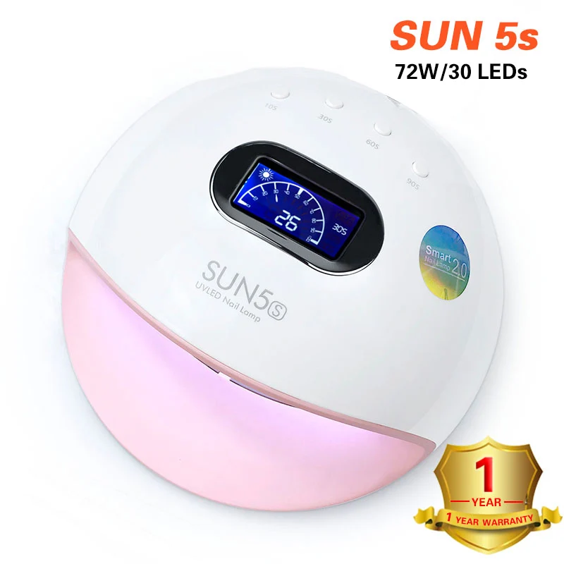 Иуджиа лампа УФ-лампа для сушки для ногтей SUN5S светодиодная УФ-лампа для ногтей Гель-лак леча светильник с нижней 30 s/60 s таймер лампа для ЖК-дисплея для лака для ногтей, сушилка - Цвет: SUN 5s