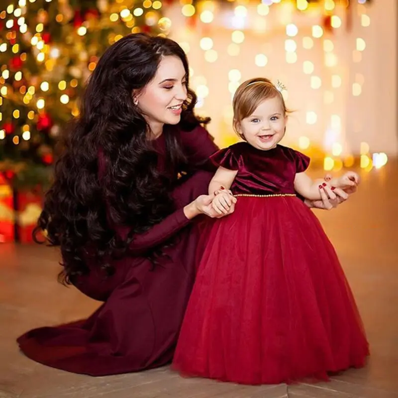 PUDCOCO Lovely Flower Girl Long Velvet Tulle Tutu Dress Princess Kids Baby Pageant Wedding Gown Birthday Party Formal 0-5Y | Детская