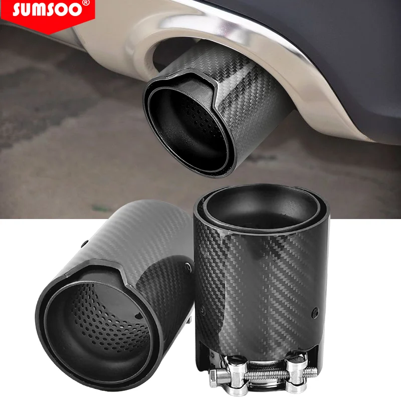 

genuine SUMSOO 1pcs fit for M2 F87 M3 F80 M4 F82 F83 exhaust modified Muffler pipe Matte black inside bright carbon fiber outsid