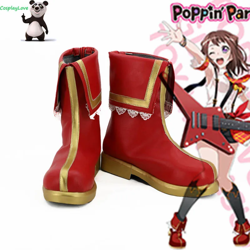

BanG Dream ! Girls Band Party! Poppin'Party Kasumi Toyama Red Shoes Cosplay Long Boots Leather Custom Made For Christmas