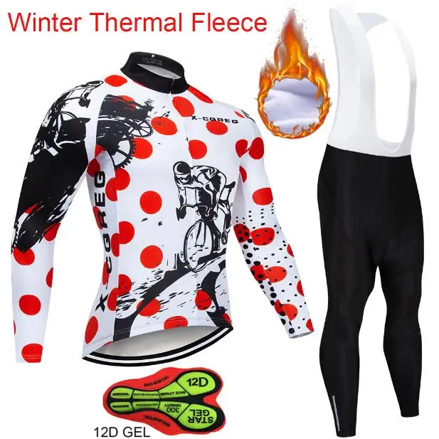 Одежда для велоспорта Мужская теплая зимняя флисовая одежда Трикотажный костюм