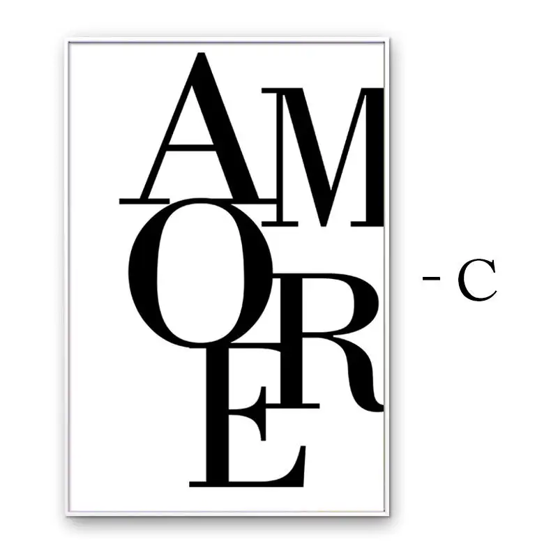 

Nordic Quote Words Poster Black and White Canvas Painting Love Amore Minimalism Wall Art Pictures for Living Room Home Decor