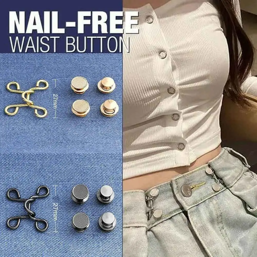 

Resuable for Women Men Jeans Pants Waist Buckle Extender Adjustable Snap Button Waist Closing Nail-free Waist Buckle