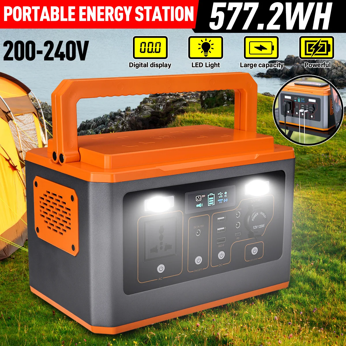 

500 Вт Солнечный генератор зарядное устройство 156000 мАч портативная солнечная электростанция внешний источник питания светодиодное освещен...