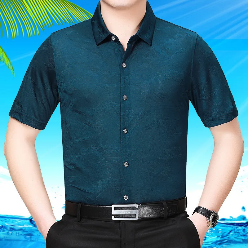 Рубашка мужская летняя с коротким рукавом 2020 шелковая 100% | Мужская одежда