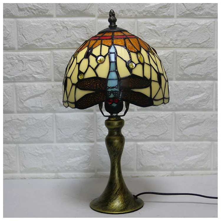 Настольная лампа Tiffany из смолы абажур с листьями прикроватная для спальни