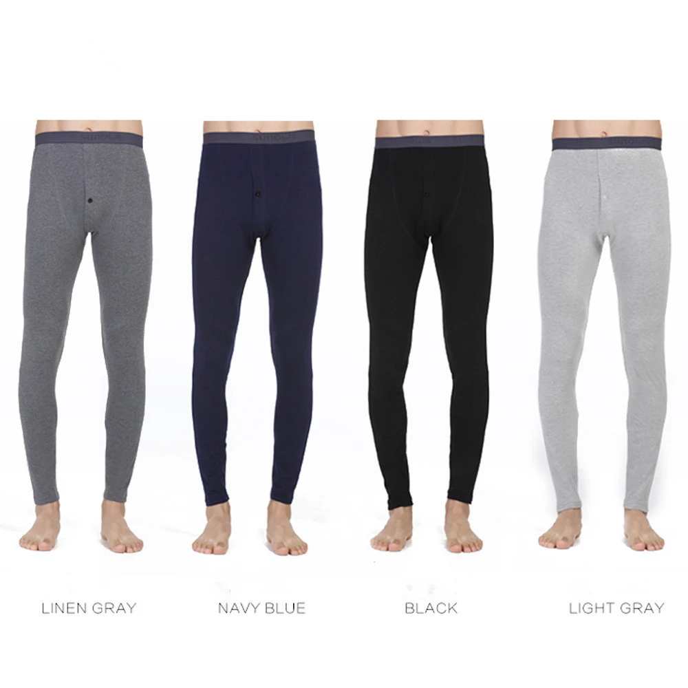 Термобелье для мужчин теплые хлопковые кальсоны зимы леггинсы штаны высокого