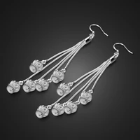 new vintage crown ball tomatoes earrings fashion 100 925 sterling silver long tassel earrings for women charm jewelry gift