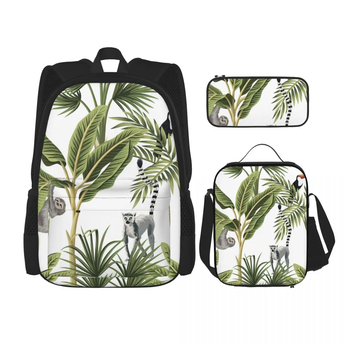 

3 Pcs Exotic Botanical Jungle Backpack Unique Prints Knapsack for Teenagers Girls Boys Travel Bagpack Children School Bags