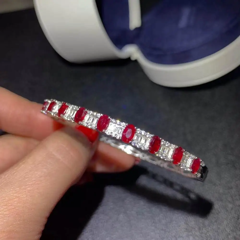Стихийных бедствий и реальные рубиновый браслет твердый S925 стерлингового