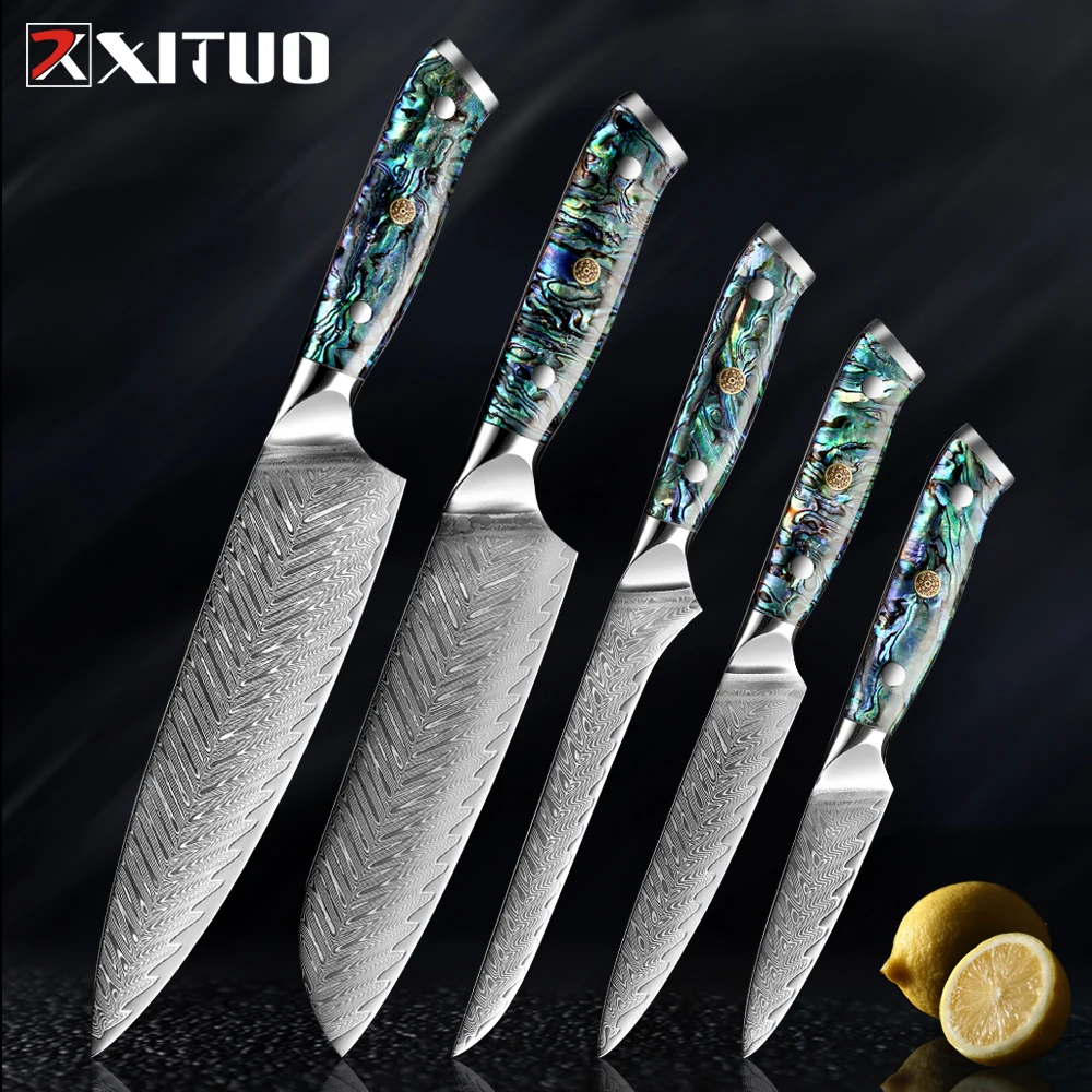 

Набор кухонных ножей из дамасской стали XITUO, 1-5 шт.