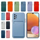 32A чехол со слотами для карт и квадратный силиконовый чехол для мобильного телефона, Не доставая его из чехла для Samsung Galaxy A32 A 32 2021 4G 5G объектив камеры защитные Coque Капа