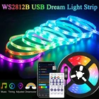 Светодиодная лента WS2812B с беспроводным управлением, гибкая лампа с поддержкой Bluetooth и RF, 1-30 м, для праздников, домашнего декора