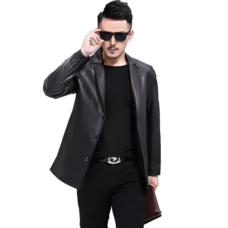 

leather leather men's suit of new fund of 2019 autumn winters is sheep skin head layer single-breasted leisure coat