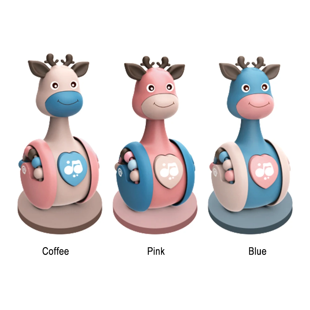 

Baby Tumbler Sliding Rattle Puzzle Children Early Education Newborn Learn Climb Cartoon Deer Tumbler Hand Bell Toy Gifts 1pc