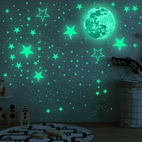 luminous wall stickers for kids room home decor wall decals bedroom ceiling moon stars sticker glow in the dark 435pcs 20cm