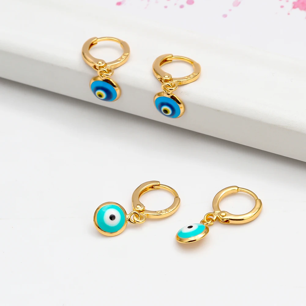 EVIL EYE золотистые серьги-подвески Цвет Медь Висячие красные синие турецкий глаз висячие серьги модные украшения для женщин Дамские EY6456