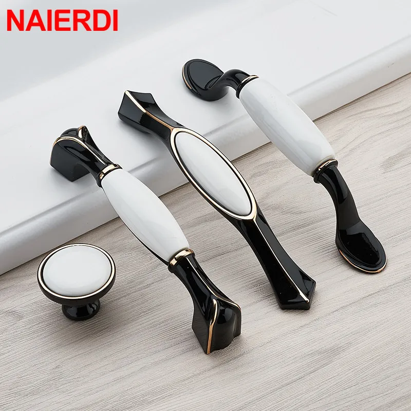 NAIERDI 10 шт. керамические ручки для шкафов из цинкового сплава дверные кухонные