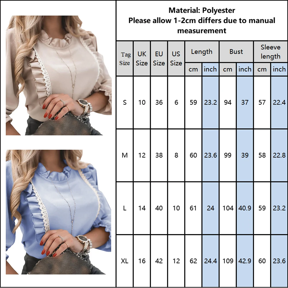 

Sales Office Lady Solid Colour Ruffles Blouse Women Elegant O-Neck Blouses Long Sleeve Spring Shirts Tops Vintage Slim Shirt D30