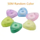 Портативная зубочистка, 50 м, мини-зубная нить, с коробкой, практичные товары для гигиены полости рта, катушка, зубочистки, зубная нить, разные цвета