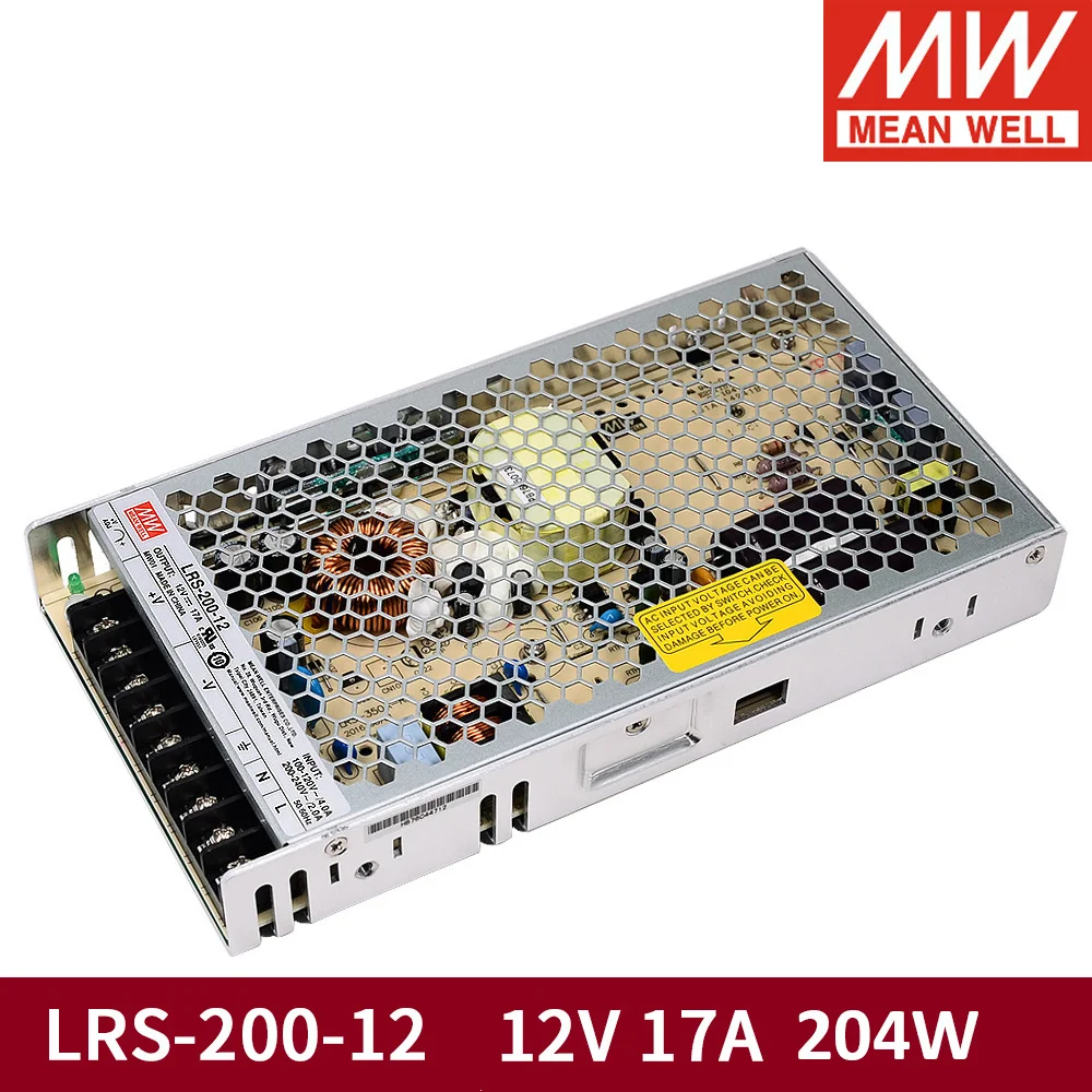 

Mean Well LRS-200-12 110 В/204 В переменного тока в 12 В постоянного тока, одиночный выходной импульсный источник питания 17 а Вт, светодиодный трансформат...