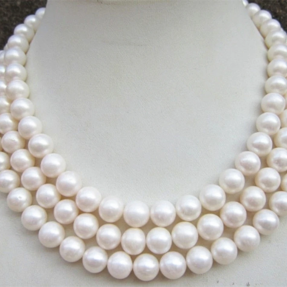 

Free shipping fashion 8-9mm natuiral white cultured freshwater pearl prefect beads round women long chain necklace 50" MY4558