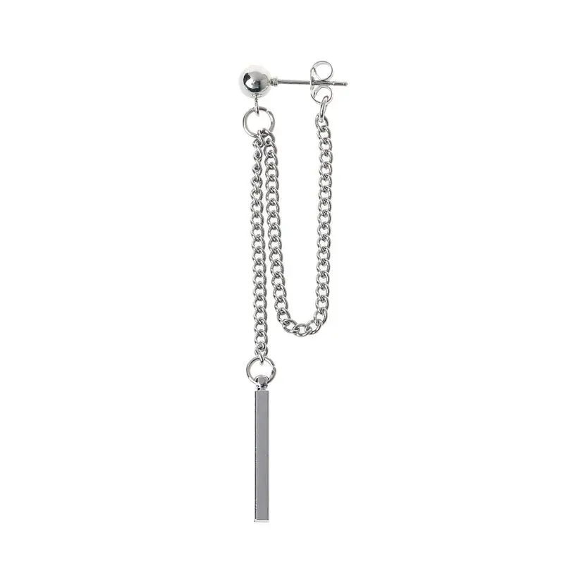 

Titanium Steel Korean Bangtang Boys Cross Leaf Pendant Double Chain Earring