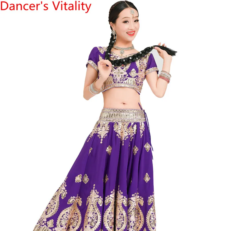 Женский костюм для индийских танцев кружевной топ с юбкой шорты вуалью сари