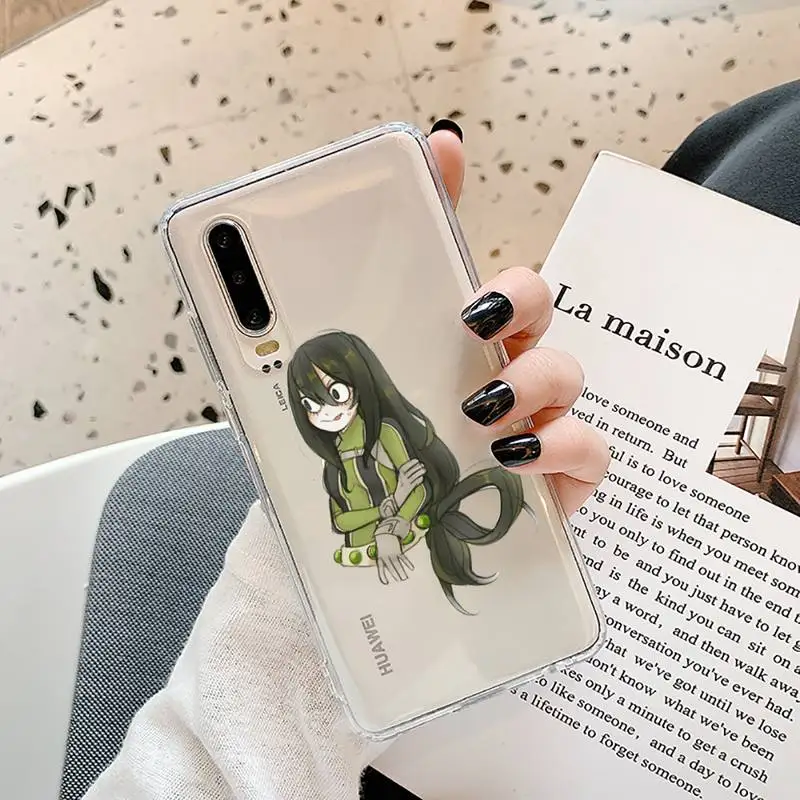 

Tsuyu Asui Boku no hero academia Phone Case Transparent for Huawei P20 P30 P40 lite pro P smart 2019 honor 8x 10i