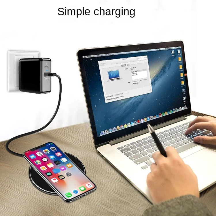 

Smart Qi Wireless Charger Metal Simplicity Circle Desktop Mobile Phone Fast Charge Wireless Charger