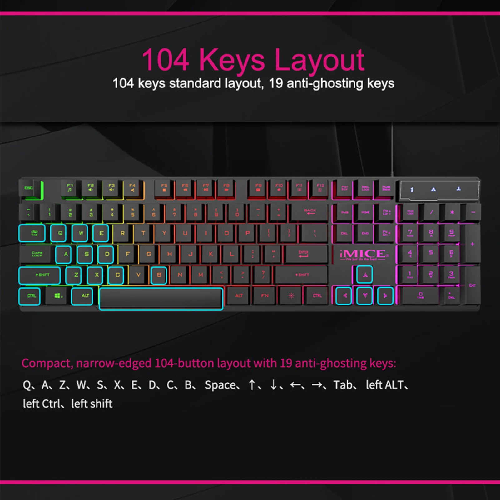 

AK-600 Wired Gaming Keyboard Backlit Accurate USB Keyboard
