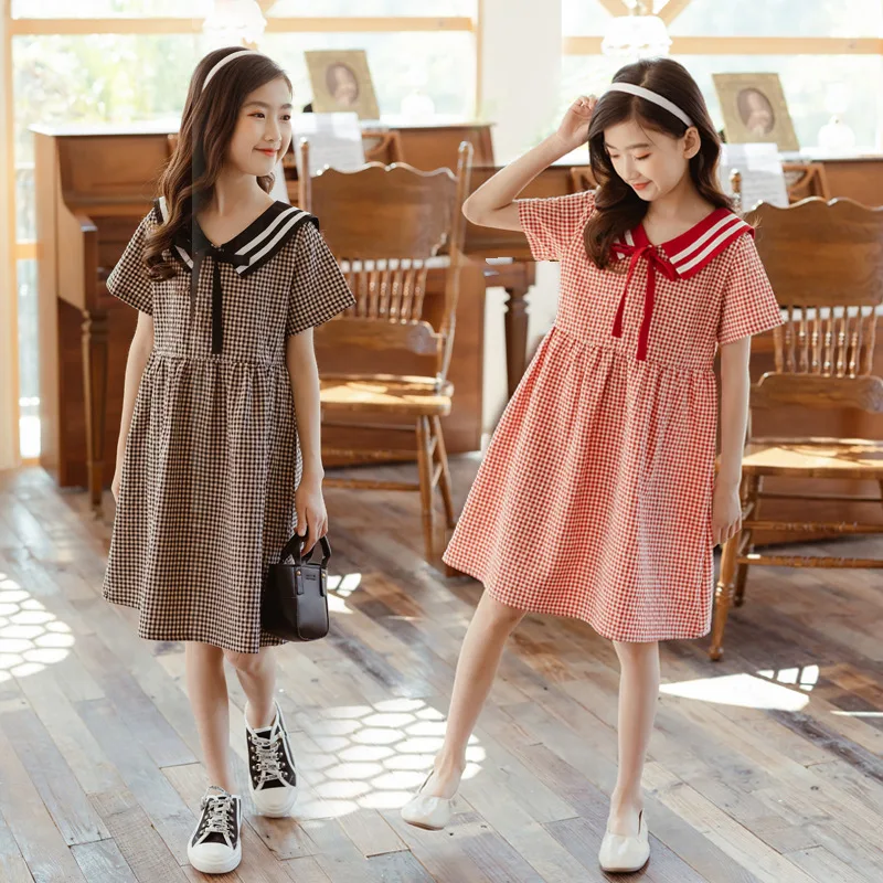 

Fashion New Summer Little Girls Dress Kids Clothing Casual Dresses 2021 Teenager Children Clothes Dress Short Sleeve Red Black