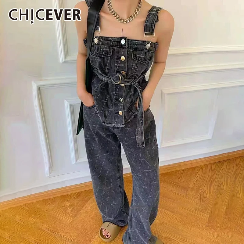 

CHICEVER черный джинсовый комплект из двух предметов для детей/женские модные ботинки, полусапожки, ботильоны с квадратным воротником и поясом ...