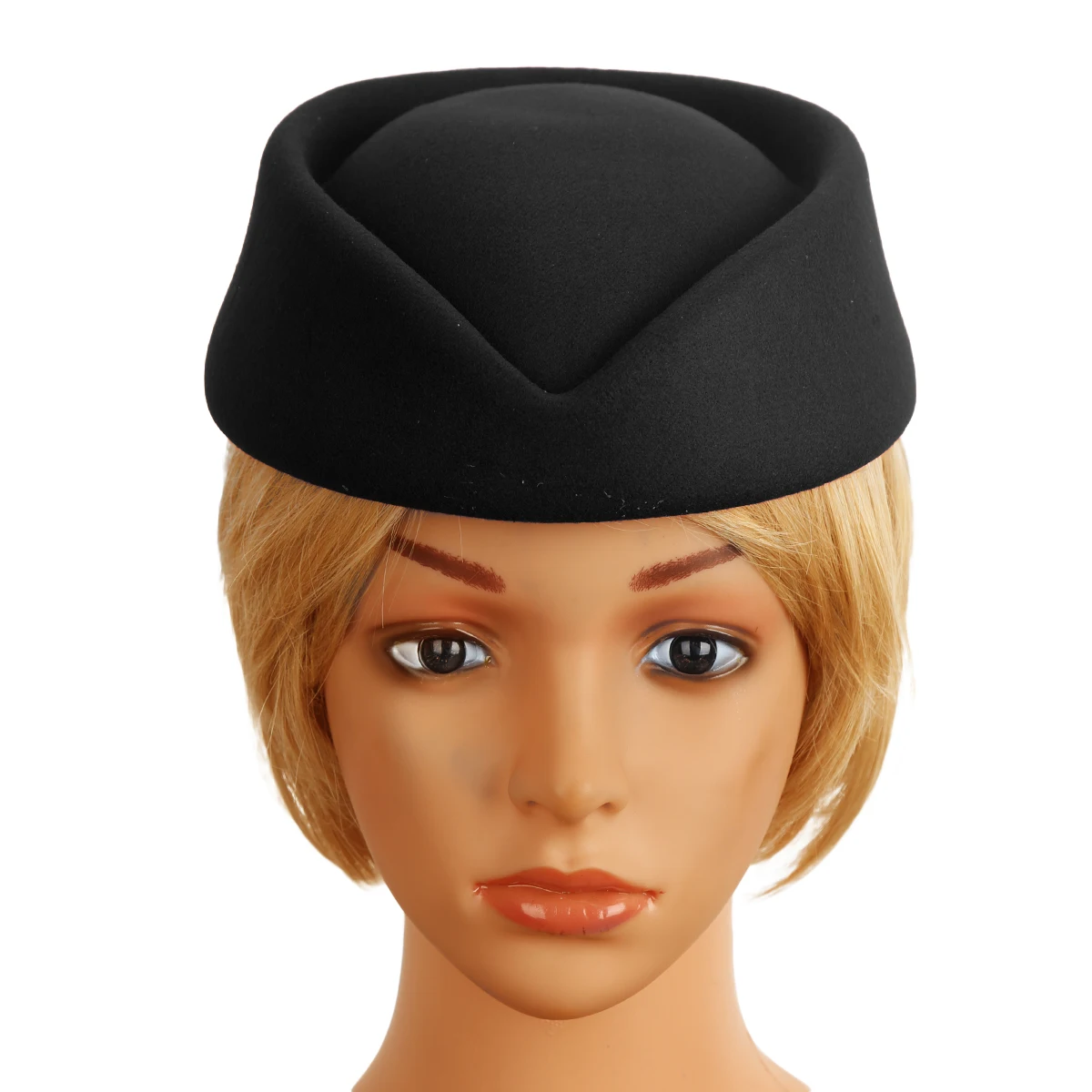 Imitation Wool Felt Stewardess Air Hostesses Pillbox Hat Millinery Teardrop Fascinator Base Cap for Cosplay Costume Accessories