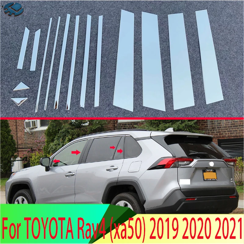 

For TOYOTA Rav4 (xa50) 2019 2020 2021 Decorate Accessories Stainless Steel All Car Window Column Trim