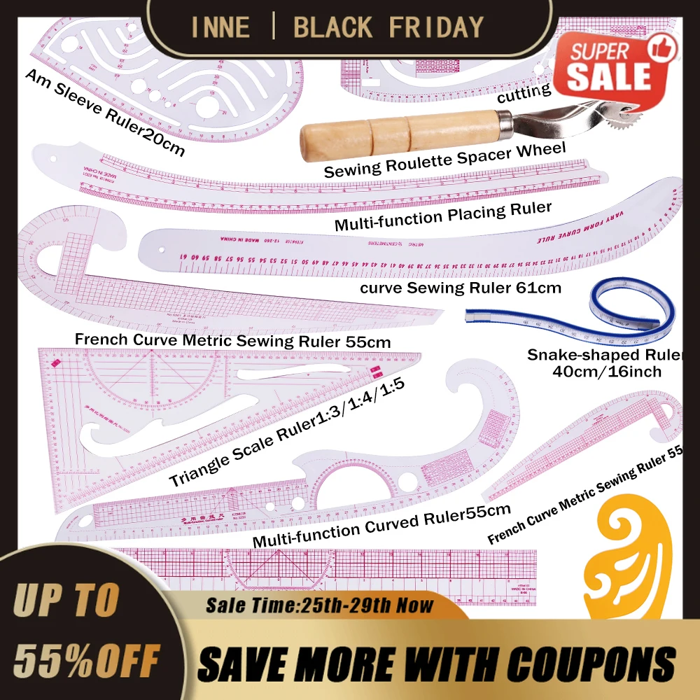 

Набор линейки для шитья, 13 шт., с изгибом