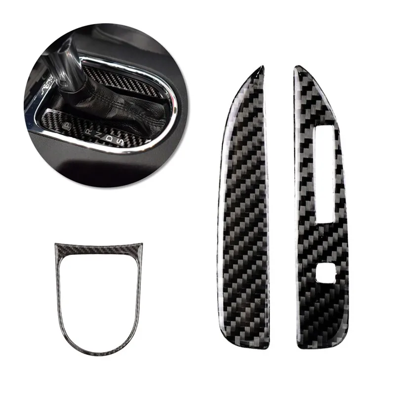

For Ford Mustang 2015 2016 2017 2pcs Carbon Fiber Interior Side Gear Shift Panel Strip Decor Cover Sticker Trim